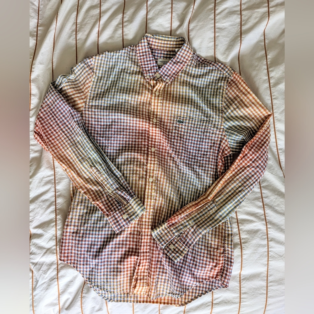 Men's Lacoste Multicolor Gingham Long Sleeve Slim Fit Button Up